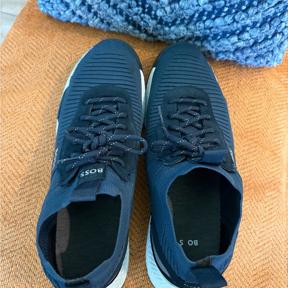Hugo BOSS Titanium Running Trainers Navy Blue mens 13 46 - Picture 5 of 6